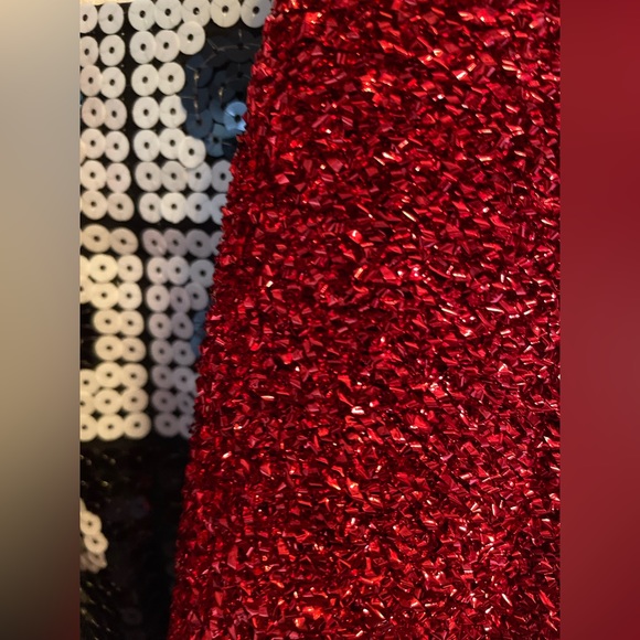 Party Dress, one of a kind, custom designed, goes with matching coat in red. - Picture 7 of 8